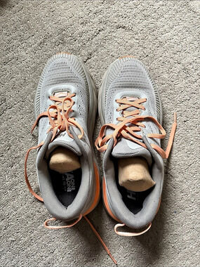 Hoka Bondi 7 Running Shoes Gray & Orange US 8